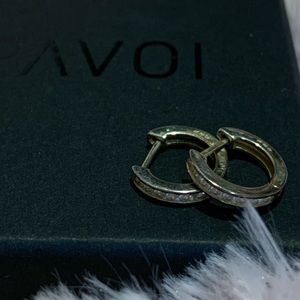 Small White gold hoop earrings with diamonds